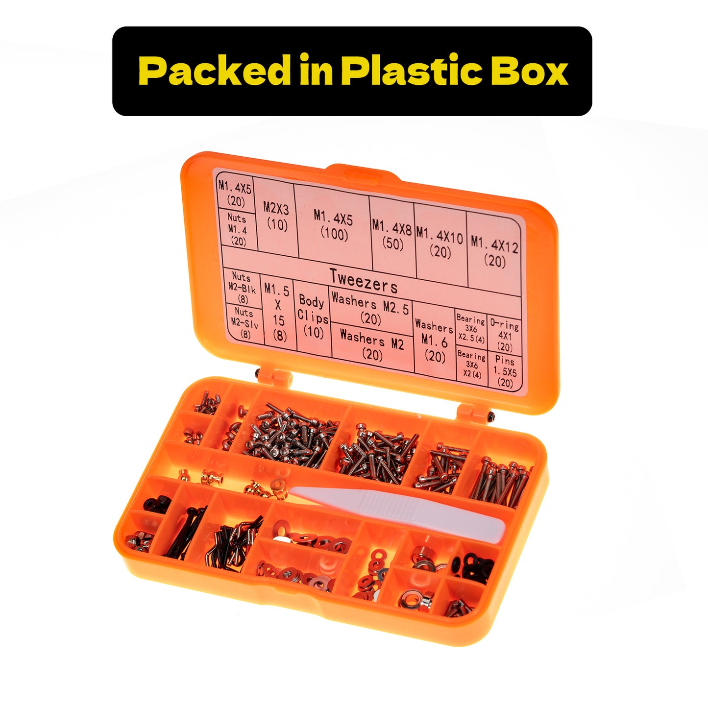 Screws Kit for SCX24 AX24, Cup Head, 380 Pcs, 304 Stainless Steel Screws, Bearing, Screws, Screwdriver Set with Box for 1/24 RC Crawler Car Axial SCX24 C10 Deadbolt JLU Gladiator Bronco