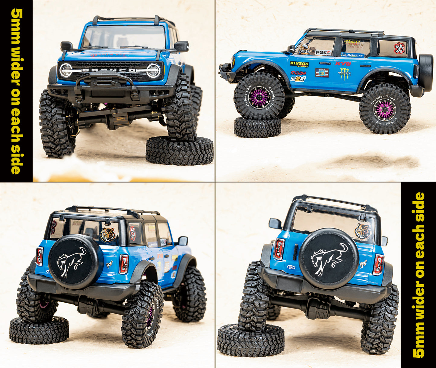 RampCrab Axle widening Upgrade Parts for TRX4M, 5mm Wider on Each Side (Front & Rear), Brass Upgrades Parts for TRX4m RC Crawler Car, Fit for 1/18 TRX4-M Unlimited Trail Buggy, Ultra 5