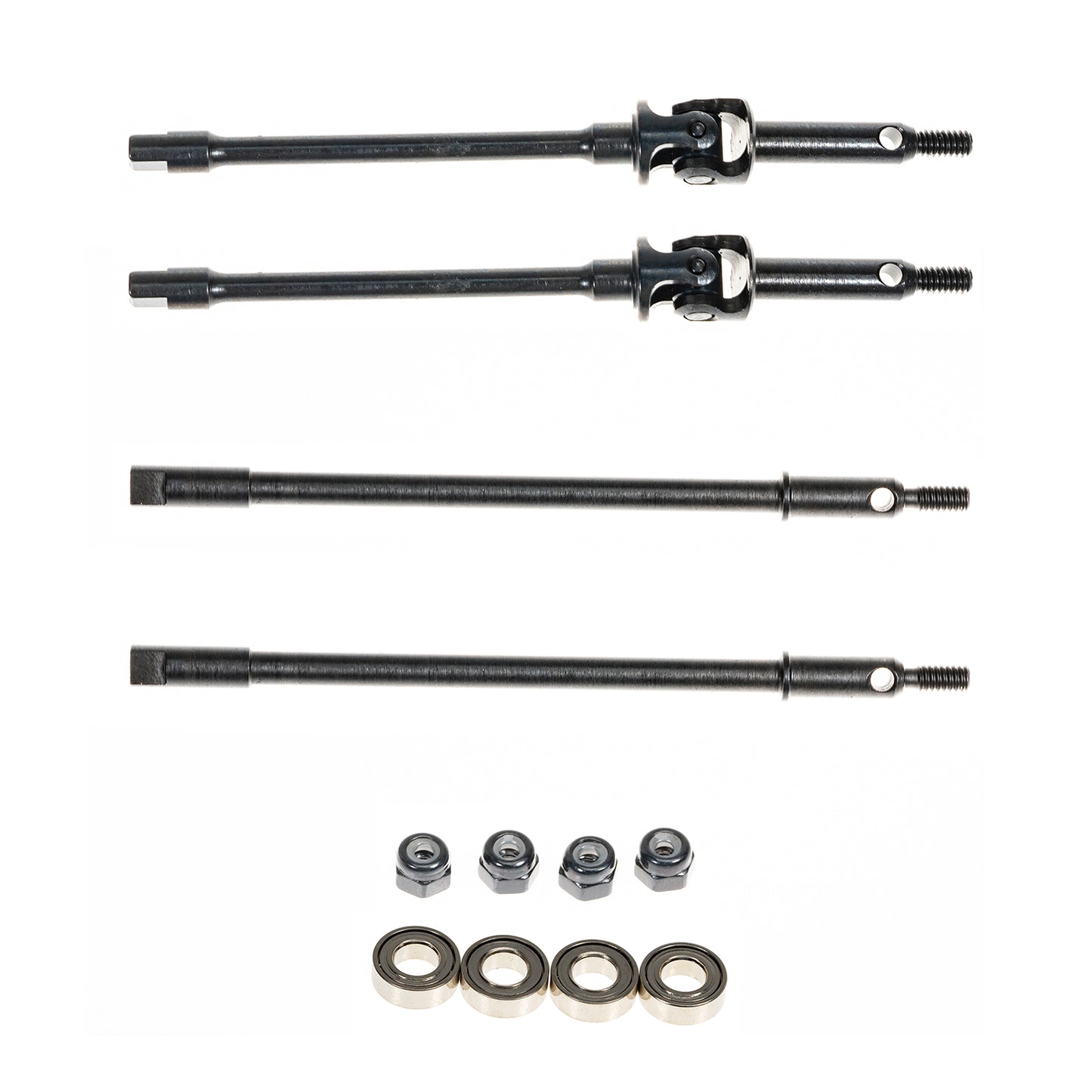 RampCrab Steel Universal Joint Drive Shaft for SCX24 AX24 1/24 RC Crawler Car, Inside+8mm Length, 1 Pair Front axle shafts & Rear shafts, Upgrades Parts for SCX24 Bronco Deadbolt JLU Gladiator C10