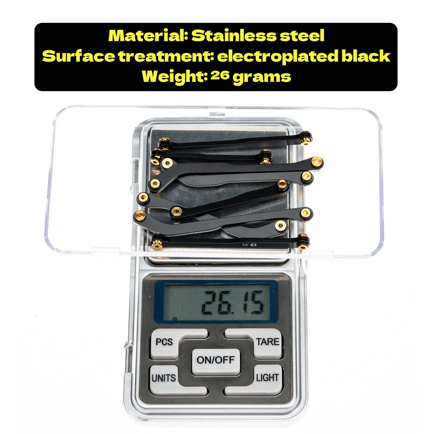 RampCrab High Clearance 4 Links Set for SCX24 C10, Steel Links Set, Upgrade Parts for SCX24 Bronco, C10, Wrangler JLU, Axial 1/24 RC Crawler Car Upgrade Accessories, 8Pcs, Black