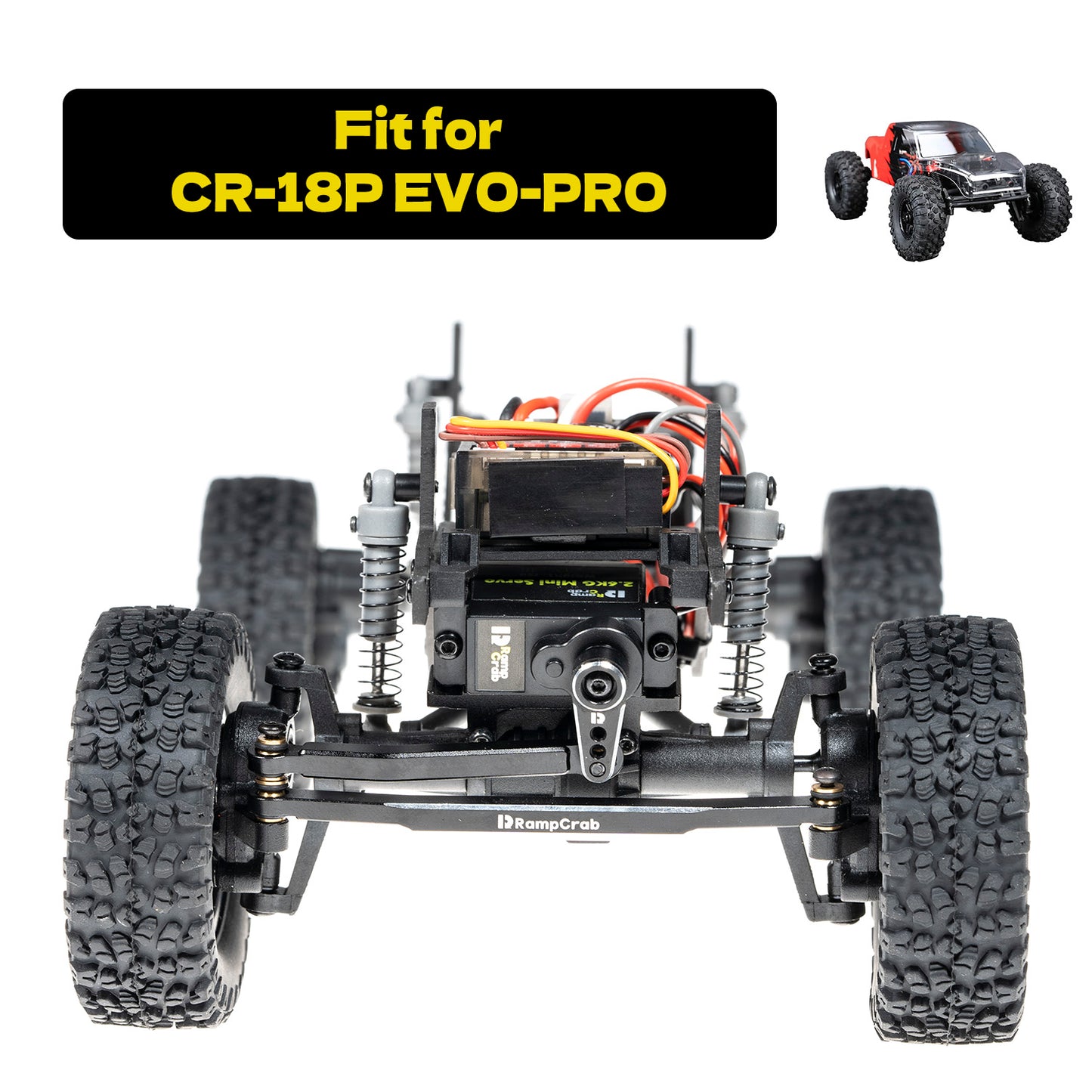 RampCrab RC Steering Links for CR18P, Aluminum Alloy High-Tightening Rod Tie Link for 1/18 CR18P EVO & EVO PRO Upgrade Parts, Black