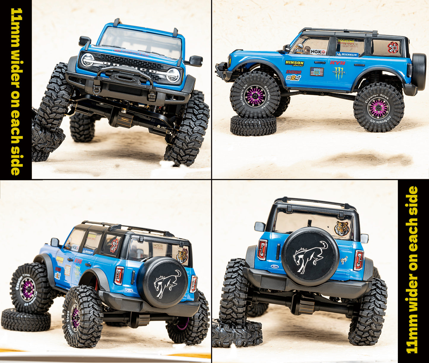 RampCrab Axle widening Upgrade Parts for TRX4M, 11mm Wider on Each Side (Front & Rear), Brass Upgrades Parts for TRX4m RC Crawler Car, Fit for 1/18 TRX4-M Unlimited Trail Buggy, Ultra 11