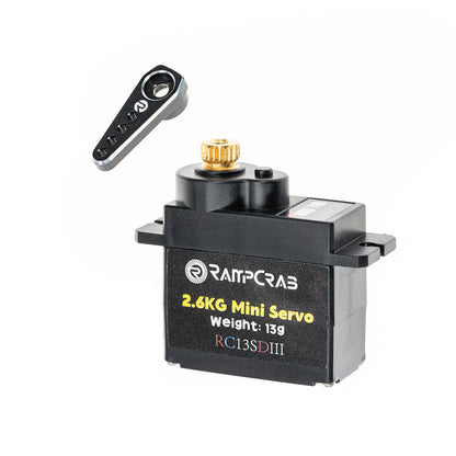 RampCrab Steering Servo with Servo Horn for AX24 SCX24 RC Car, Upgrade Parts for Axial SCX24, AX24, Black Horn