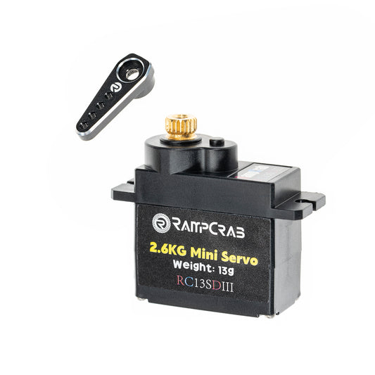 RampCrab Steering Servo with Servo Horn for AX24 SCX24 RC Car, Upgrade Parts for Axial SCX24, AX24, Black Horn