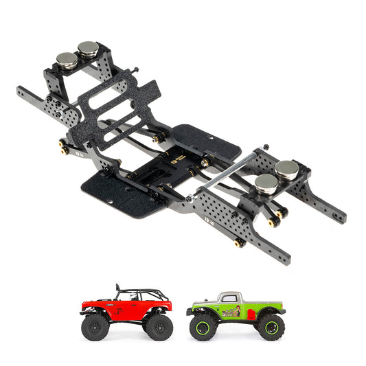 RampCrab Carbon Fiber Chassis Kit for SCX24, 7° Angled Skid, LCG Chassis Kit for SCX24 Deadbolt, Betty B-17 Upgrade Part