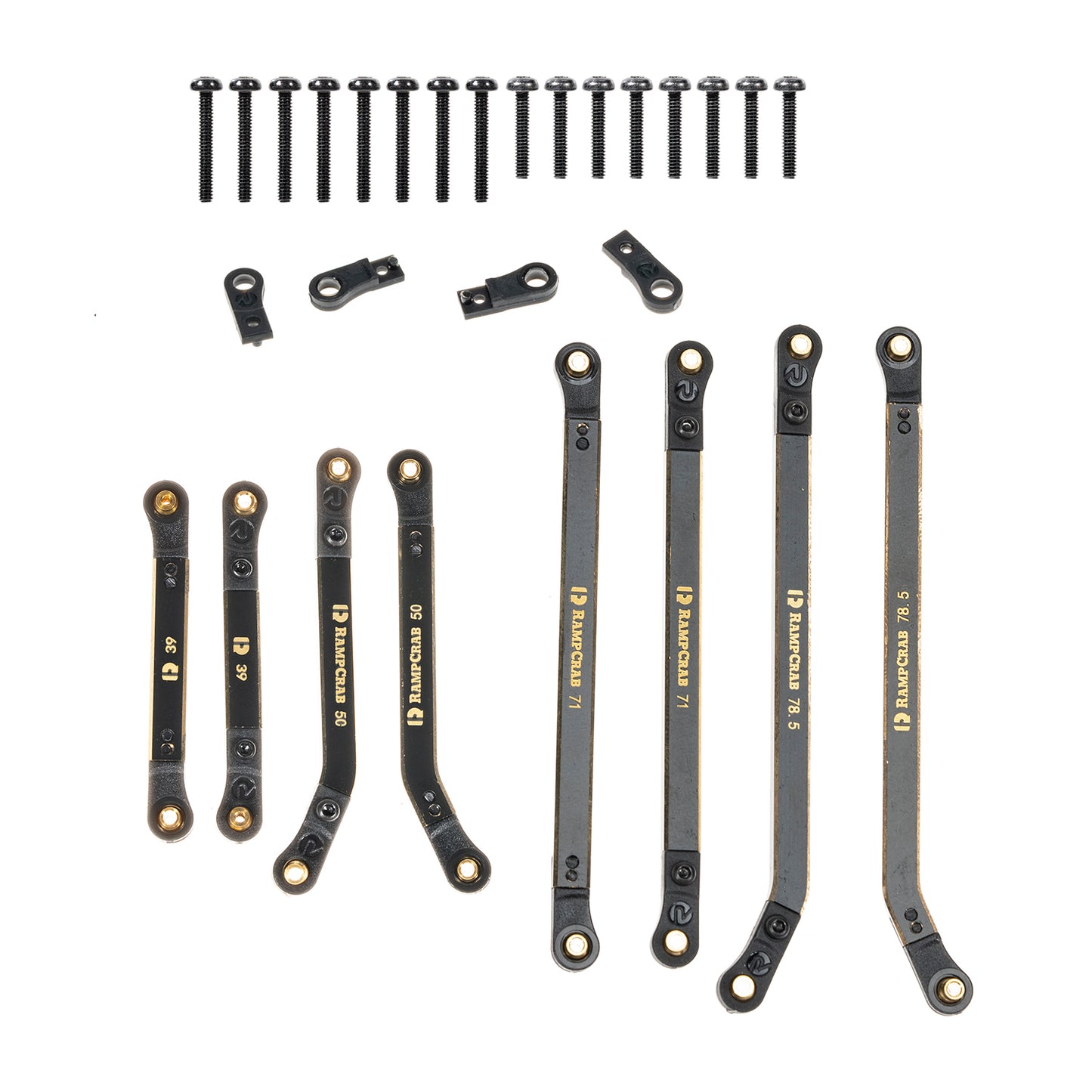 RampCrab High Clearance 4 Links Set for SCX24 Gladiator & Dodge Power Wagon, Brass Links Set, Upgrade Parts for SCX24, Axial 1/24 RC Crawler Car Upgrade Accessories, 8Pcs, Black