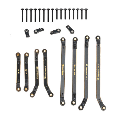 RampCrab High Clearance 4 Links Set for SCX24 Gladiator & Dodge Power Wagon, Brass Links Set, Upgrade Parts for SCX24, Axial 1/24 RC Crawler Car Upgrade Accessories, 8Pcs, Black