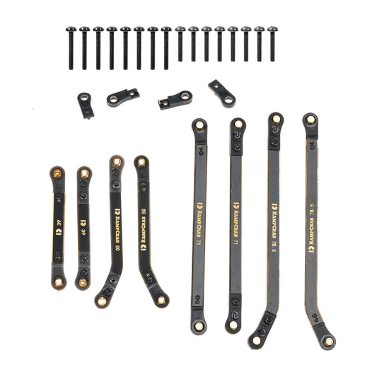 RampCrab High Clearance 4 Links Set for SCX24 Gladiator & Dodge Power Wagon, Brass Links Set, Upgrade Parts for SCX24, Axial 1/24 RC Crawler Car Upgrade Accessories, 8Pcs, Black