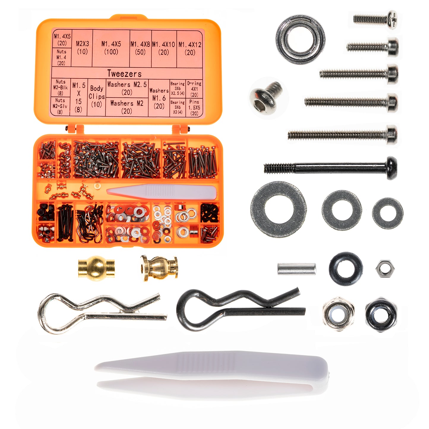 Screws Kit for SCX24 AX24, Cup Head, 380 Pcs, 304 Stainless Steel Screws, Bearing, Screws, Screwdriver Set with Box for 1/24 RC Crawler Car Axial SCX24 C10 Deadbolt JLU Gladiator Bronco