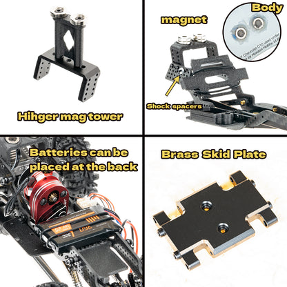 RampCrab Carbon Fiber Chassis Kit for SCX24, 7° Angled Skid, LCG Chassis Kit for Axial SCX24 C10, JLU, Bronco, Deadbolt