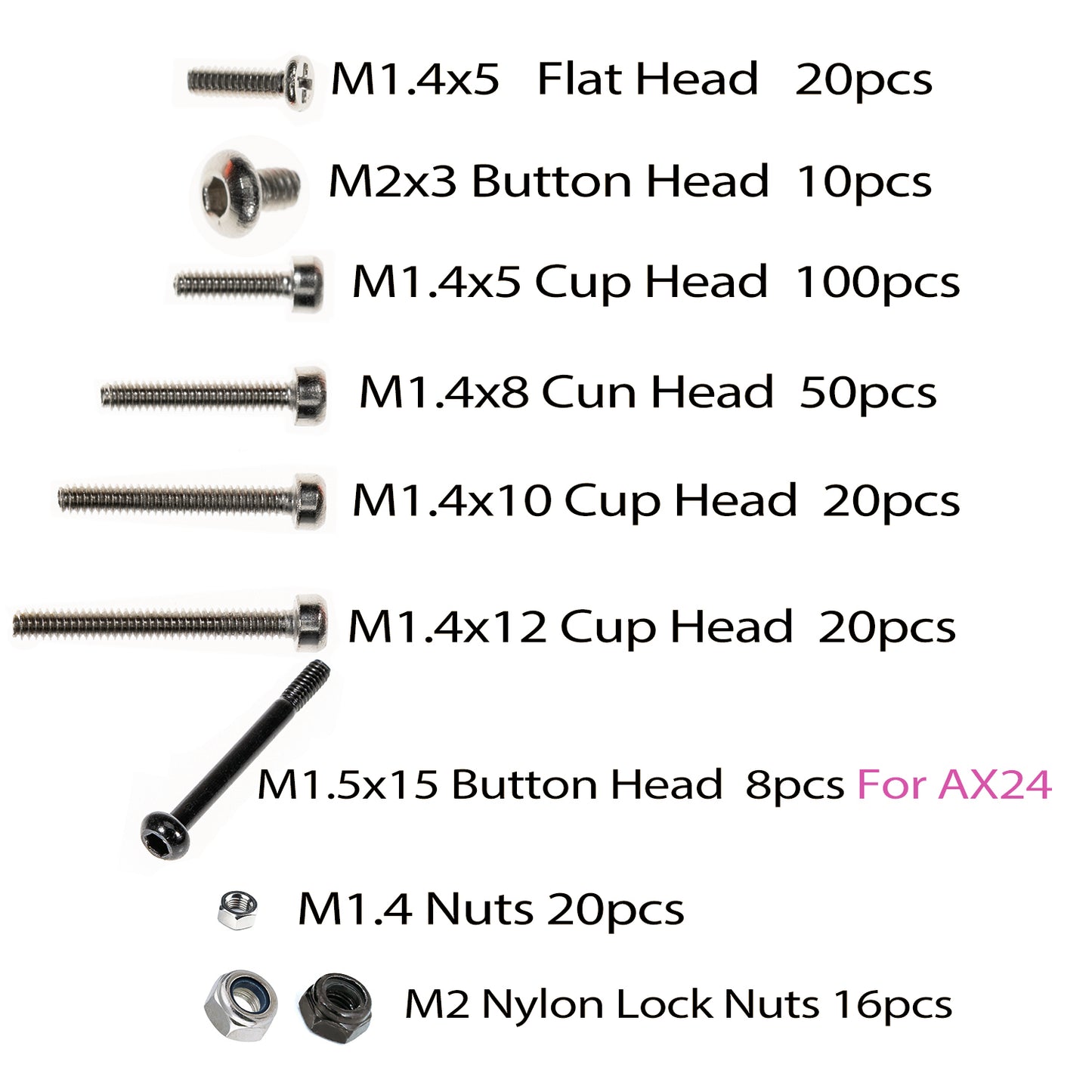 RampCrab Screws Kit for SCX24 AX24, Cup Head, 380 Pcs, 304 Stainless Steel Screws, Bearing, Screws, Screwdriver Set with Box for 1/24 RC Crawler Car Axial SCX24 C10 Deadbolt JLU Gladiator Bronco