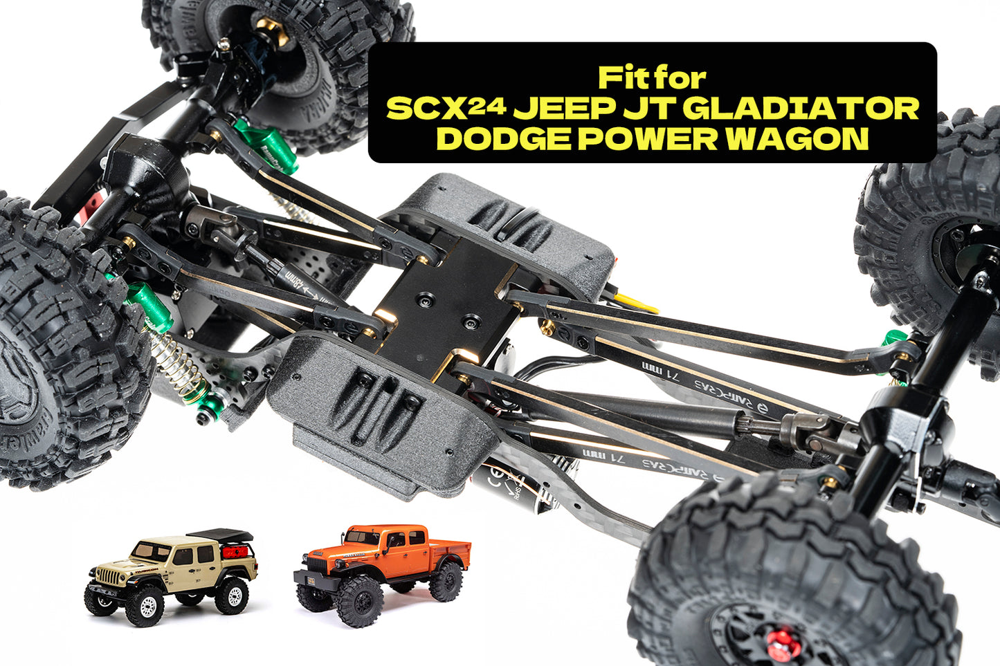 RampCrab High Clearance 4 Links Set for SCX24 Gladiator & Dodge Power Wagon, Brass Links Set, Upgrade Parts for SCX24, Axial 1/24 RC Crawler Car Upgrade Accessories, 8Pcs, Black