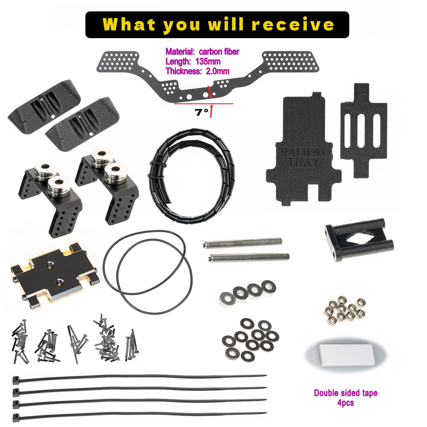 RampCrab Carbon Fiber Chassis Kit for SCX24, 7° Angled Skid, LCG Chassis Kit for Axial SCX24 C10, JLU, Bronco, Deadbolt