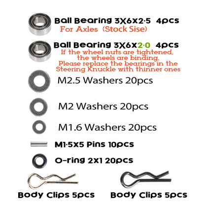 RampCrab Screws Kit for SCX24 AX24, Cup Head, 380 Pcs, 304 Stainless Steel Screws, Bearing, Screws, Screwdriver Set with Box for 1/24 RC Crawler Car Axial SCX24 C10 Deadbolt JLU Gladiator Bronco