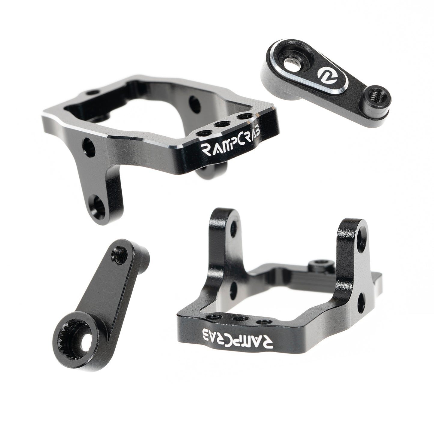 RampCrab RC Steering Servo with Servo Mount Bracket and Servo Horn for TRX4M RC Car, 1/18 Upgrades Parts, Suitable for TRX4-M Bronco, Defender, K10 (Black Horn)