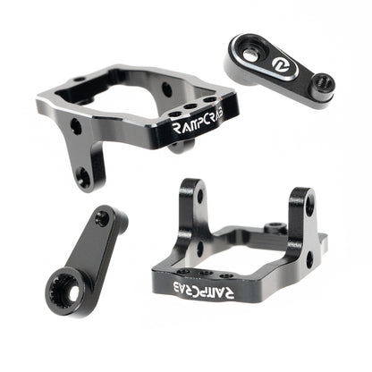 RampCrab RC Steering Servo with Servo Mount Bracket and Servo Horn for TRX4M RC Car, 1/18 Upgrades Parts, Suitable for TRX4-M Bronco, Defender, K10 (Black Horn)