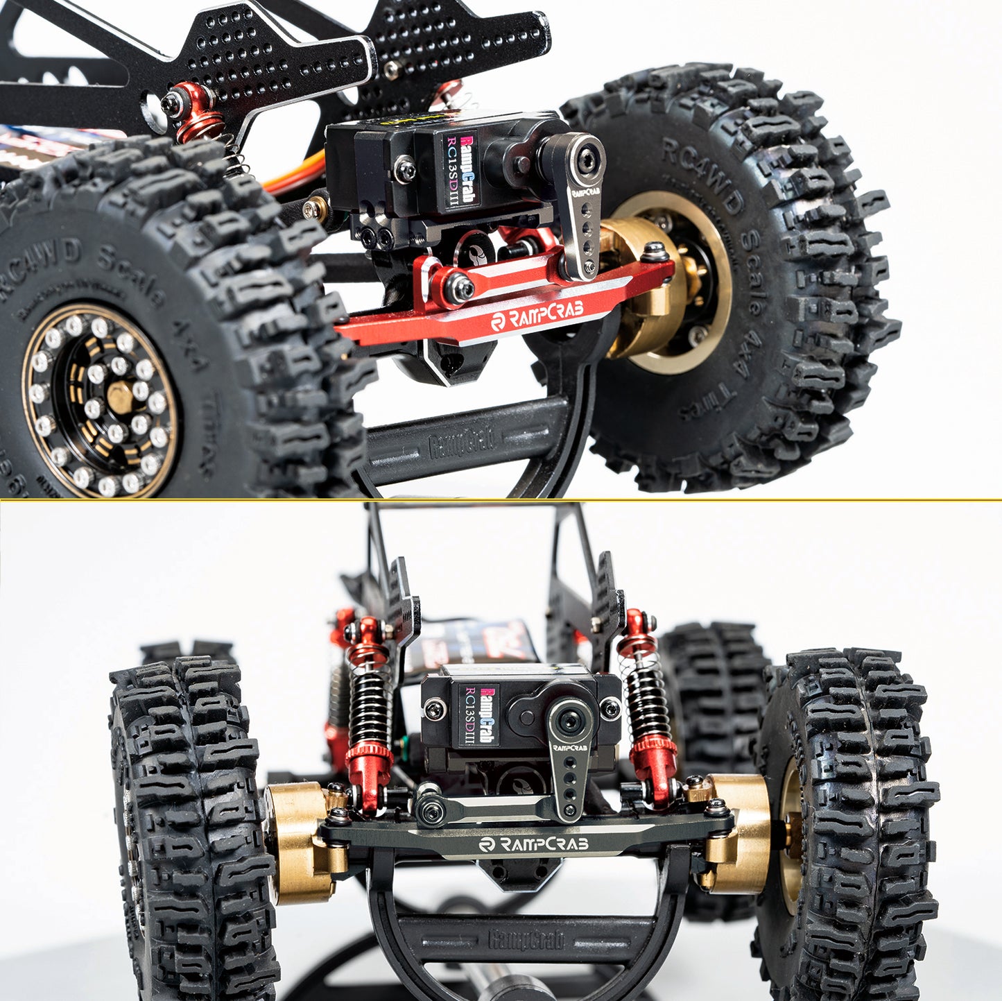 RampCrab Steering Servo with Servo Horn for AX24 SCX24 RC Car, Upgrade Parts for Axial SCX24, AX24, Black Horn