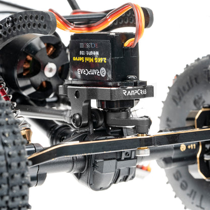 RampCrab RC Steering Servo with Servo Mount Bracket and Servo Horn for TRX4M RC Car, 1/18 Upgrades Parts, Suitable for TRX4-M Bronco, Defender, K10 (Black Horn)