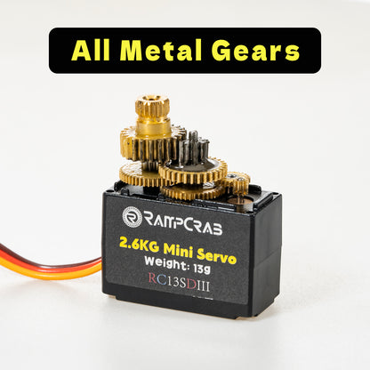 RampCrab RC Steering Servo with Servo Mount Bracket and Servo Horn for TRX4M RC Car, 1/18 Upgrades Parts, Suitable for TRX4-M Bronco, Defender, K10 (Black Horn)
