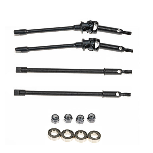 RampCrab Steel Universal Joint Drive Shaft for SCX24 AX24 1/24 RC Crawler Car, Inside+4mm Length, 1 Pair Front & Rear Axle Shafts, Upgrades Parts for SCX24 Bronco Deadbolt JLU Gladiator C10