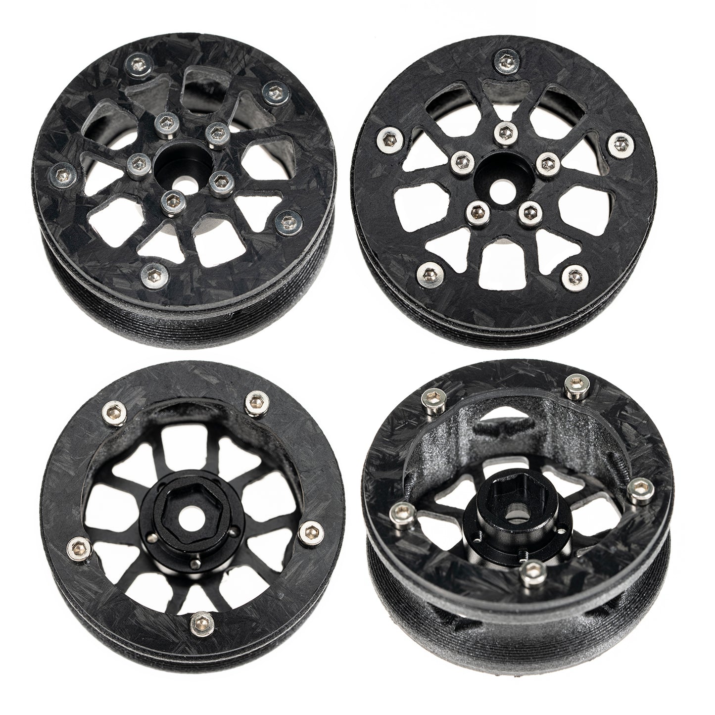 RampCrab 1.6" (40.6mm) Super Wheels, Carbon fibre Beadlock Wheel fit for SCX24 TRX4M FCX24 FCX24M CR18P 1/24 1/18 RC Crawlers Upgrade