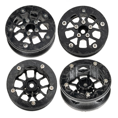 RampCrab 1.6" (40.6mm) Super Wheels, Carbon fibre Beadlock Wheel fit for SCX24 TRX4M FCX24 FCX24M CR18P 1/24 1/18 RC Crawlers Upgrade
