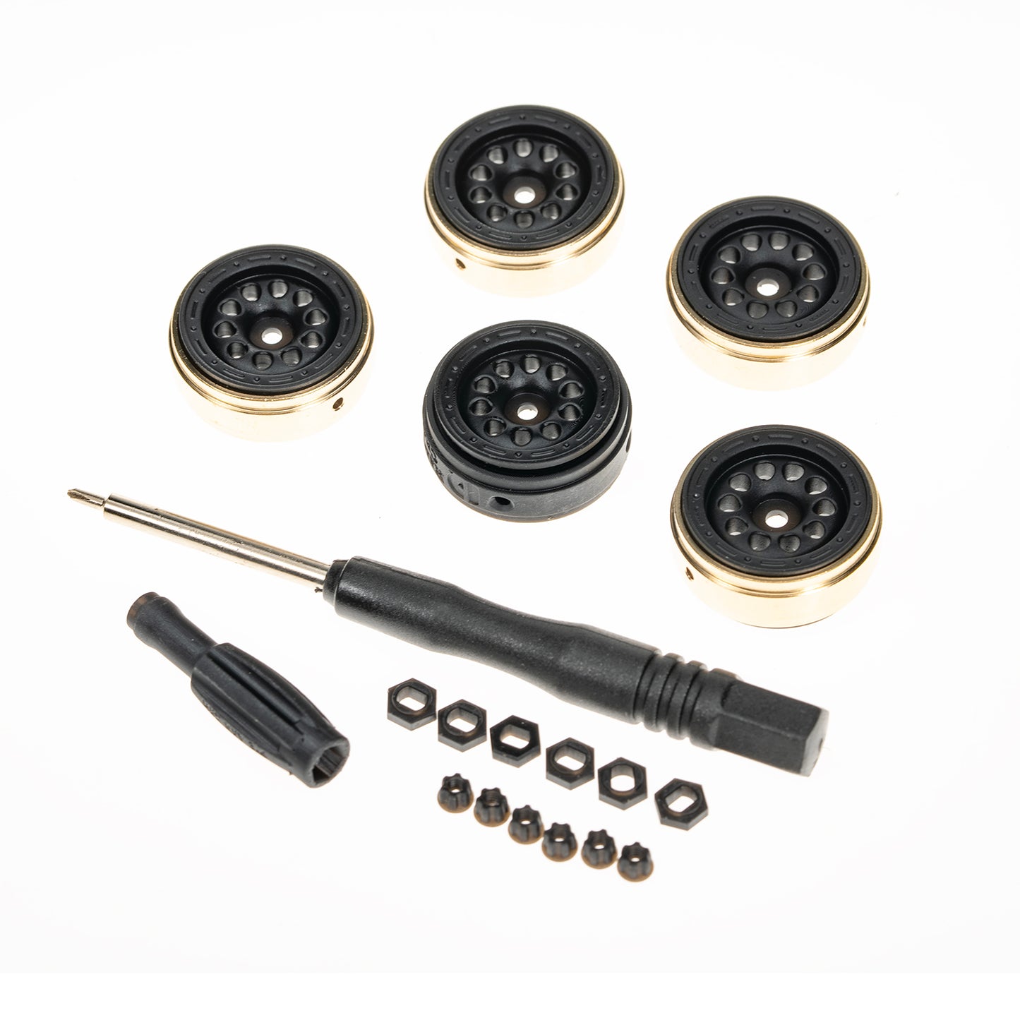 RampCrab 19mm 0.7" Resin Beadlock Wheels for 1:30 SCX30 & 1:32 Ascent-32, Brass inner clamp ring