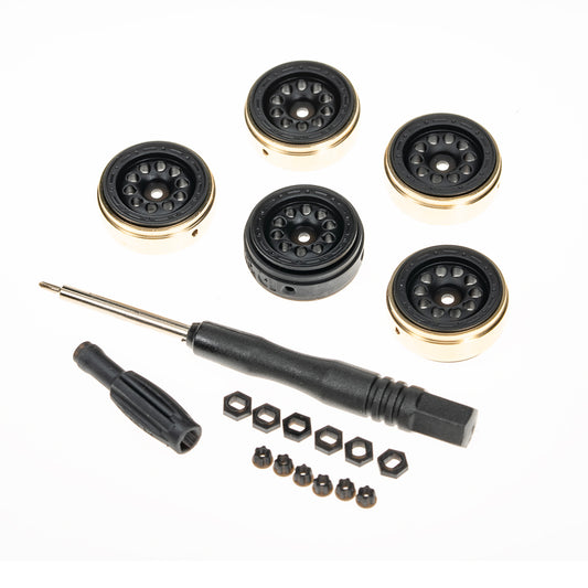 RampCrab 19mm 0.7" Resin Beadlock Wheels for 1:30 SCX30 & 1:32 Ascent-32, Brass inner clamp ring