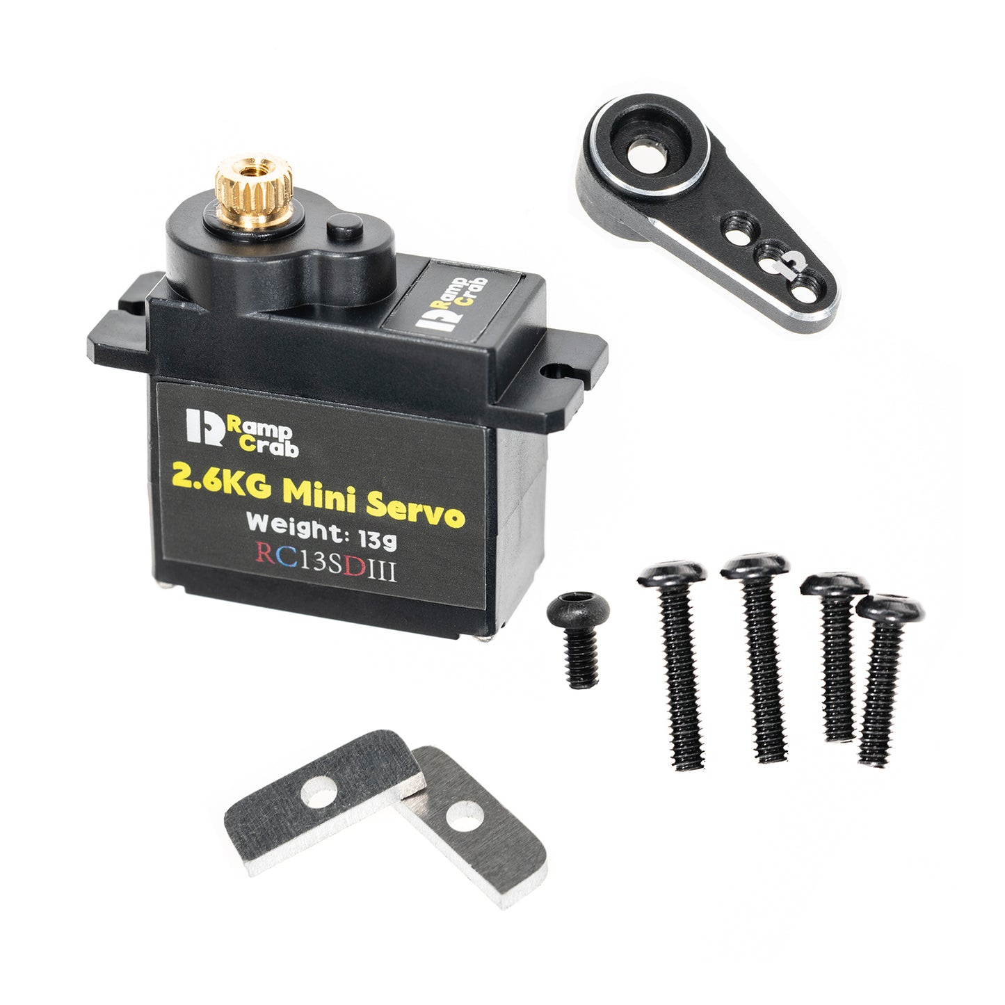 RampCrab Micro Servo with Servo Horn for FCX24, RC Car Model Parts, Upgrade Parts for Crwaler 1/24 Scale FCX24 Power Wagon Butcher & Max Smasher Big Foot Monster Truck, K5 (Black)