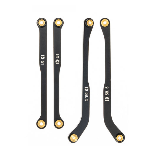 RampCrab High Clearance 4 Links Set for SCX24 Bronco, C10, Wrangler JLU, 4Runner, Steel Links Set, ONLY REAR, 4Pcs, Black