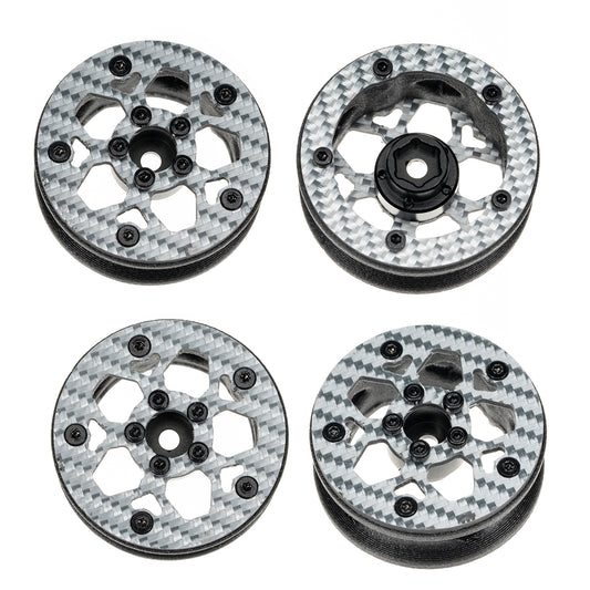 RampCrab 1.6" (40.6mm) Super Wheels, Carbon fibre Beadlock Wheel fit for SCX24 TRX4M FCX24 FCX24M CR18P 1/24 1/18 RC Crawlers Upgrade