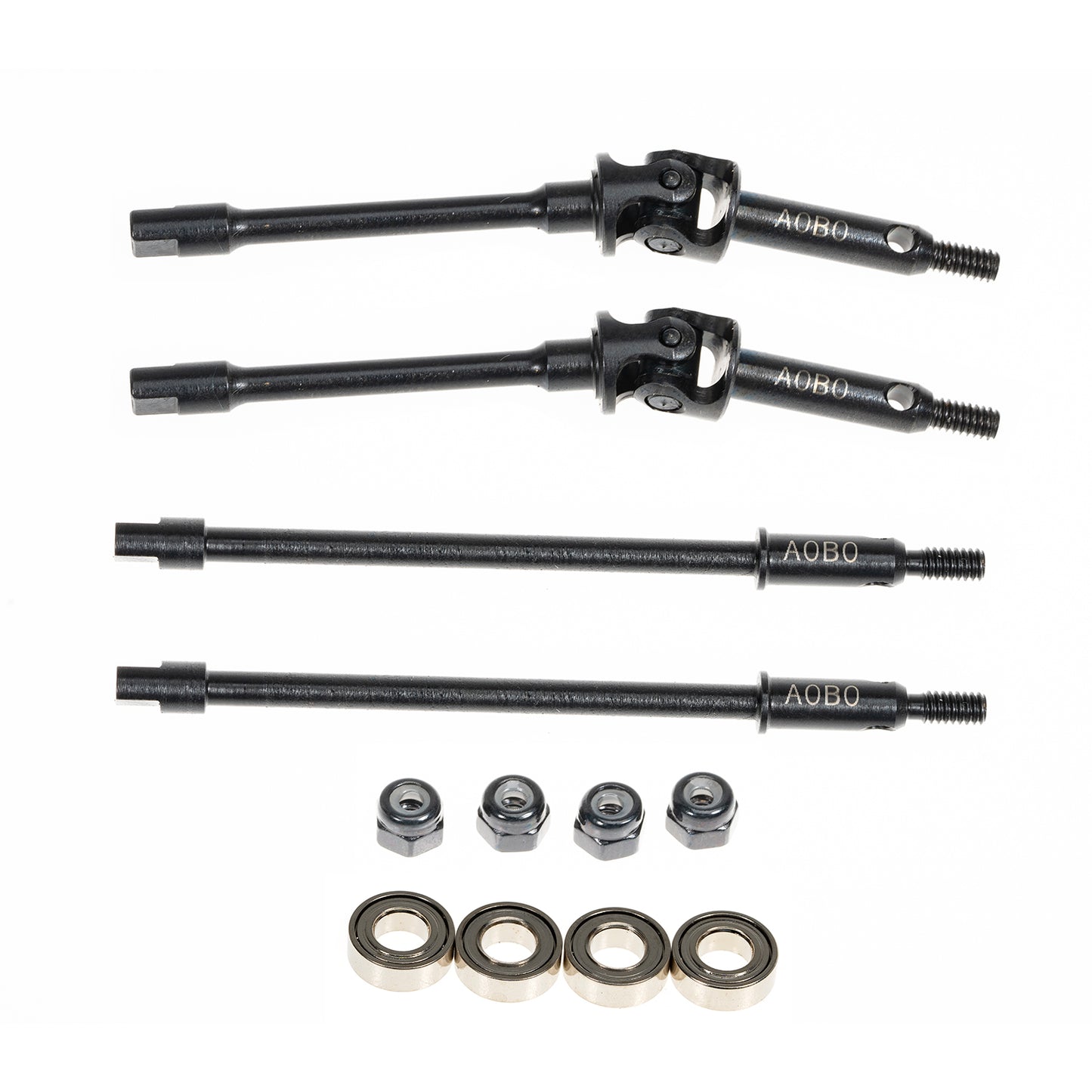 RampCrab Steel Universal Joint Drive Shaft for SCX24 AX24 1/24 RC Crawler Car, Stock Axle Length, 1 Pair Front & Rear Axle CVD Shafts, Upgrades Parts for SCX24 Bronco Deadbolt JLU Gladiator C10