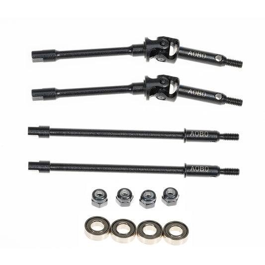 RampCrab Steel Universal Joint Drive Shaft for SCX24 AX24 1/24 RC Crawler Car, Stock Axle Length, 1 Pair Front & Rear Axle CVD Shafts, Upgrades Parts for SCX24 Bronco Deadbolt JLU Gladiator C10