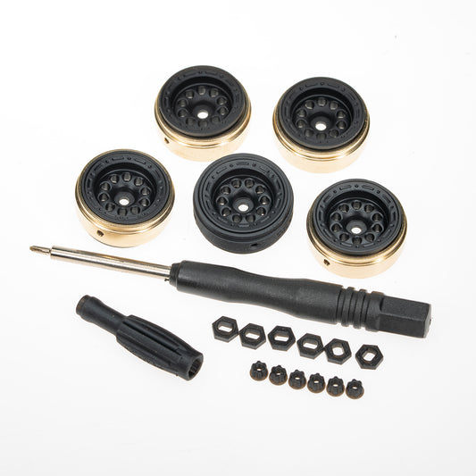 RampCrab 18mm 0.7" Resin Beadlock Wheels for 1:30 SCX30 & 1:32 Ascent-32, Brass inner clamp ring