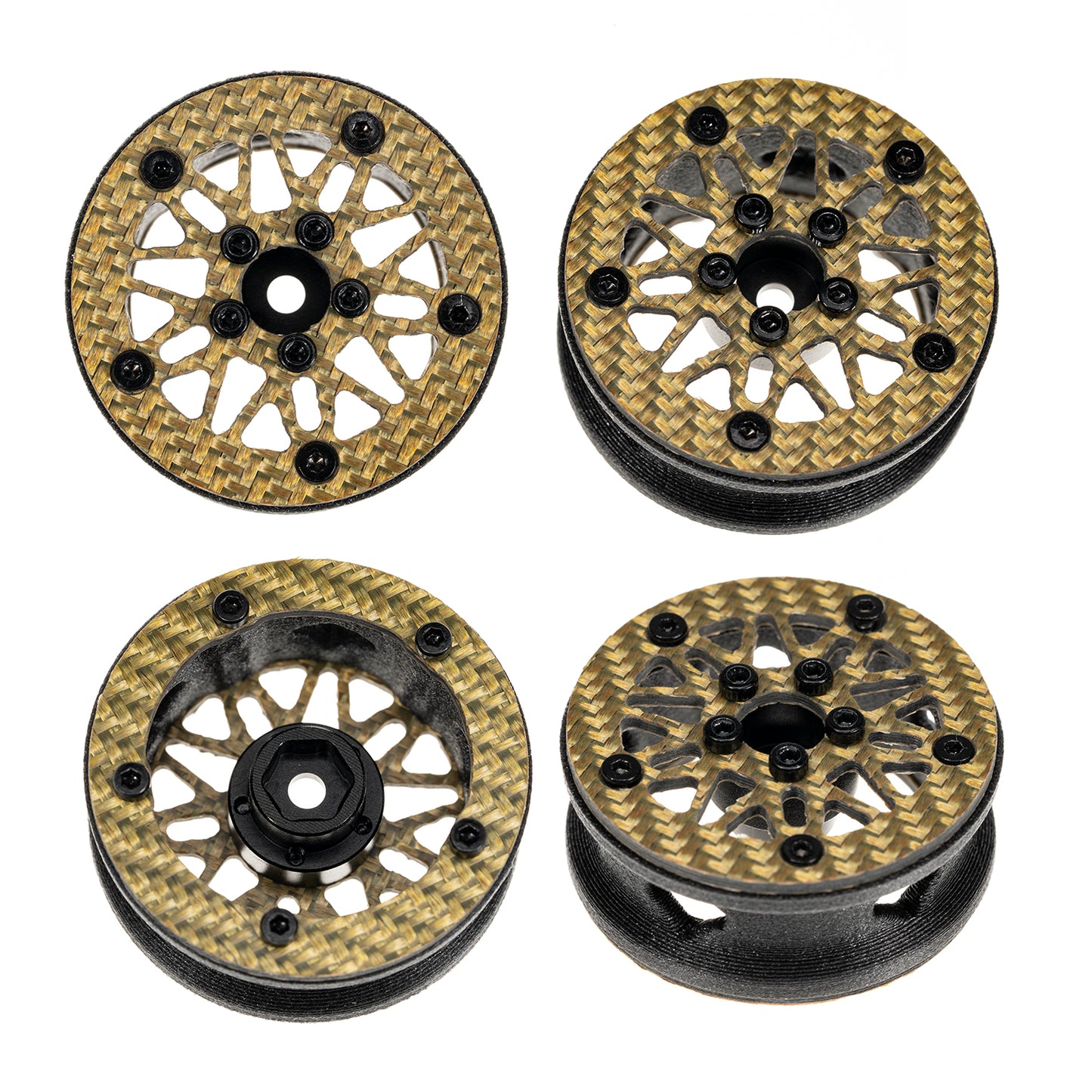 RampCrab 1.6" (40.6mm) Super Wheels, Carbon fibre Beadlock Wheel fit for SCX24 TRX4M FCX24 FCX24M CR18P 1/24 1/18 RC Crawlers Upgrade