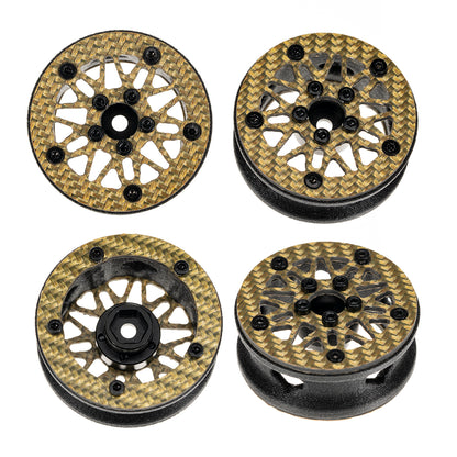 RampCrab 1.6" (40.6mm) Super Wheels, Carbon fibre Beadlock Wheel fit for SCX24 TRX4M FCX24 FCX24M CR18P 1/24 1/18 RC Crawlers Upgrade
