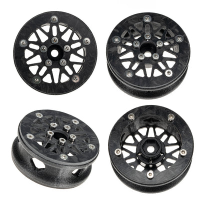 RampCrab 1.6" (40.6mm) Super Wheels, Carbon fibre Beadlock Wheel fit for SCX24 TRX4M FCX24 FCX24M CR18P 1/24 1/18 RC Crawlers Upgrade