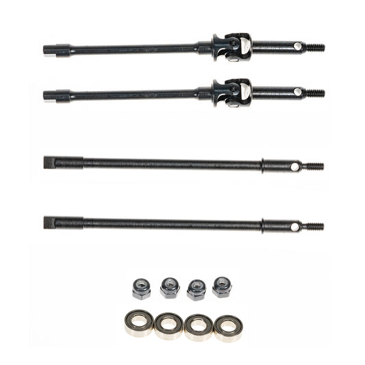 RampCrab Steel Universal Joint Drive Shaft for SCX24 AX24 1/24 RC Crawler Car, Inside+8mm Length, 1 Pair Front axle shafts & Rear shafts, Upgrades Parts for SCX24 Bronco Deadbolt JLU Gladiator C10