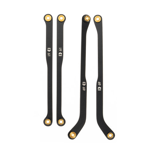 RampCrab High Clearance 4 Links Set for SCX24 Deadbolt, Steel Links Set, ONLY REAR, 4Pcs, Black