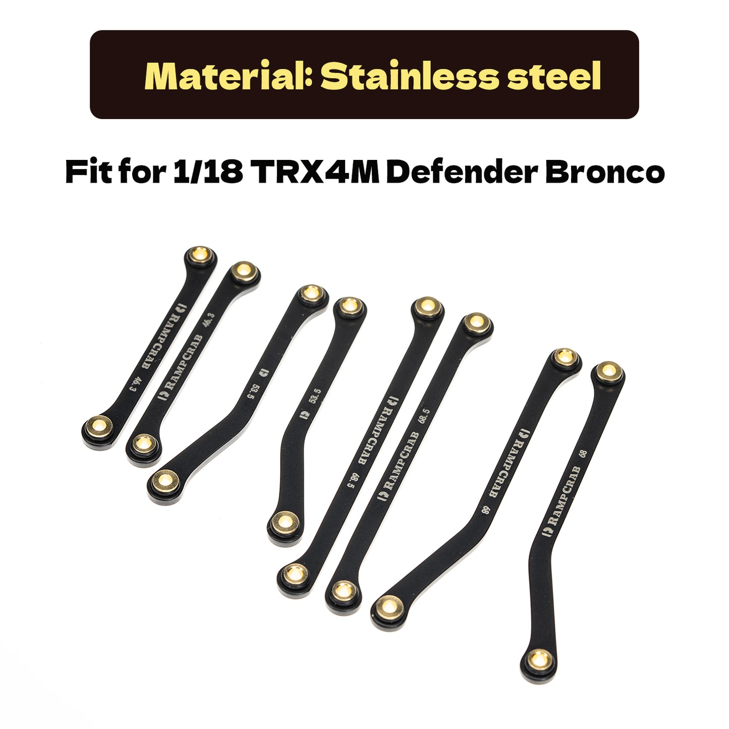 RampCrab High Clearance Links Set for TRX4M Defender and Bronco, Stainless Steel Links Set, 42g/Set