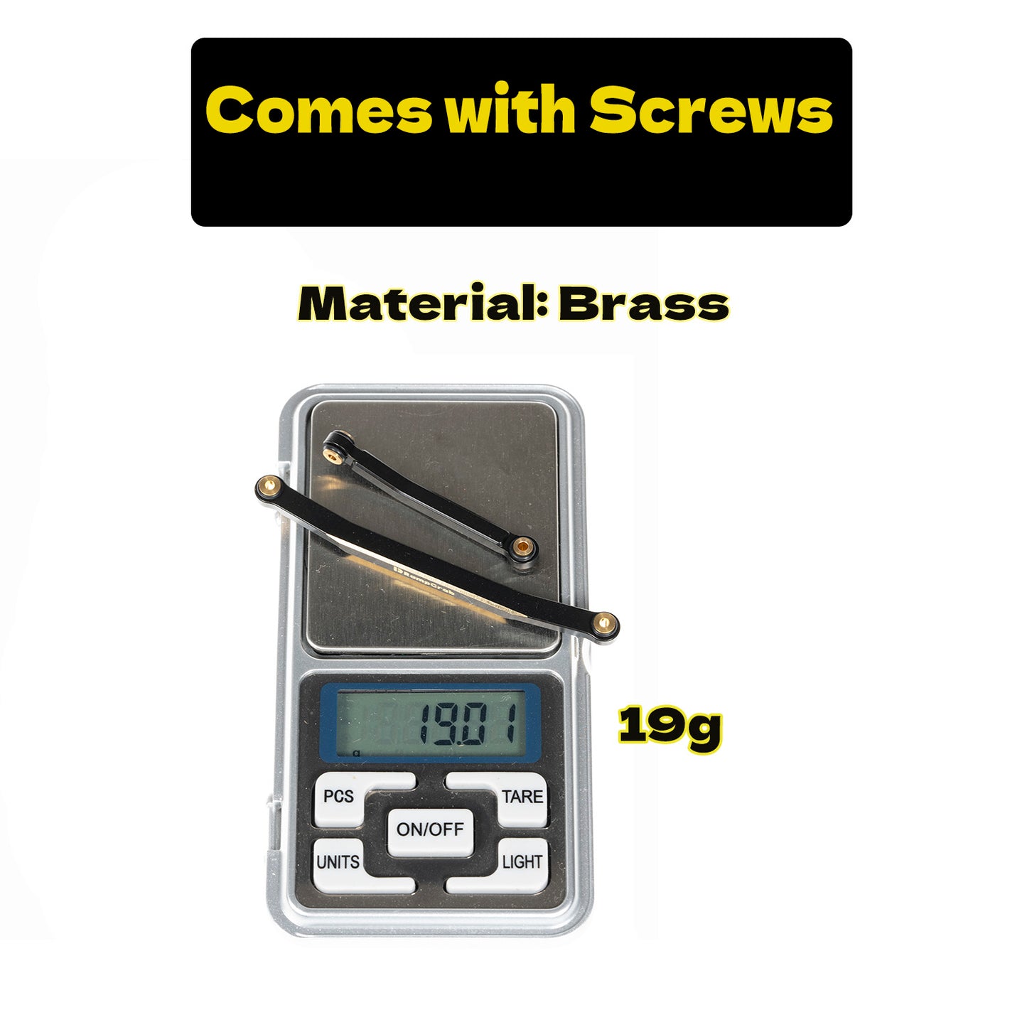 RampCrab RC Steering Links for CR18P, Brass High-Tightening Rod Tie Link for 1/18 CR18P EVO & EVO PRO Upgrade Parts, Brass, Black