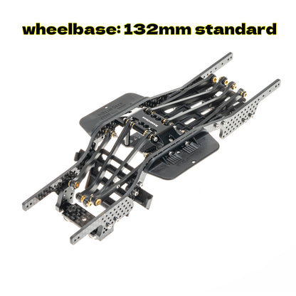 RampCrab Carbon Fiber Chassis Kit for SCX24, 7° Angled Skid, LCG Chassis Kit for SCX24 C10, JLU, Bronco, Upgrade Part, V2