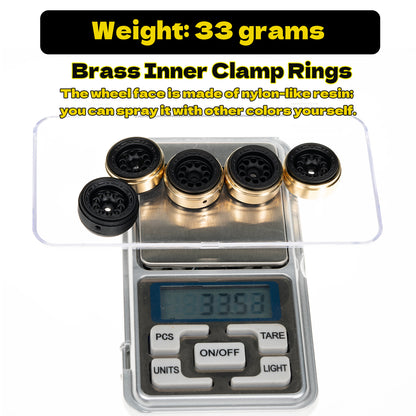 RampCrab 18mm 0.7" Resin Beadlock Wheels for 1:30 SCX30 & 1:32 Ascent-32, Brass inner clamp ring