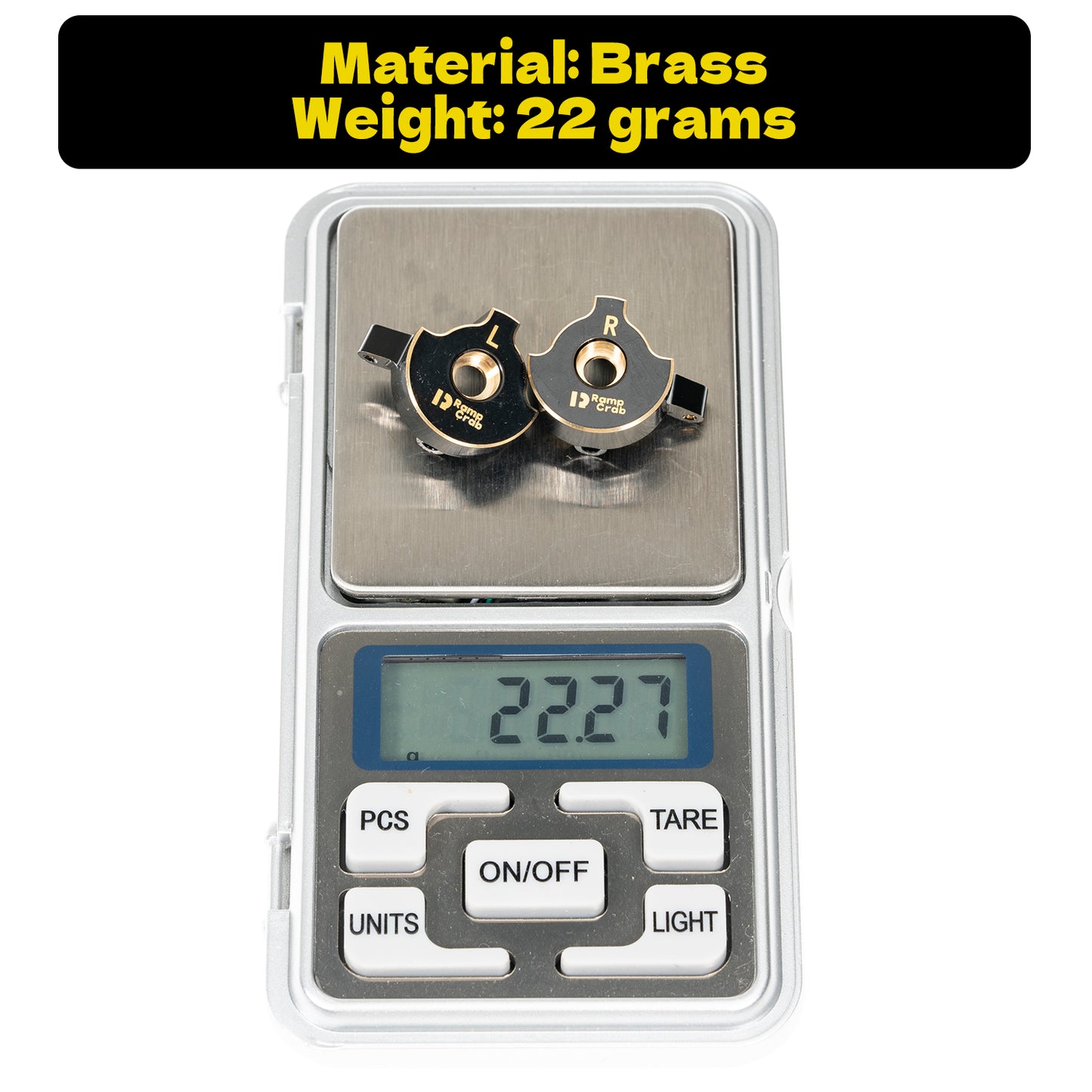 RampCrab Brass Steering Knuckles RC Counterweights for 1/24 RC Crawler Axial SCX24 AX24 Upgrades Parts, Black Coating, 22g