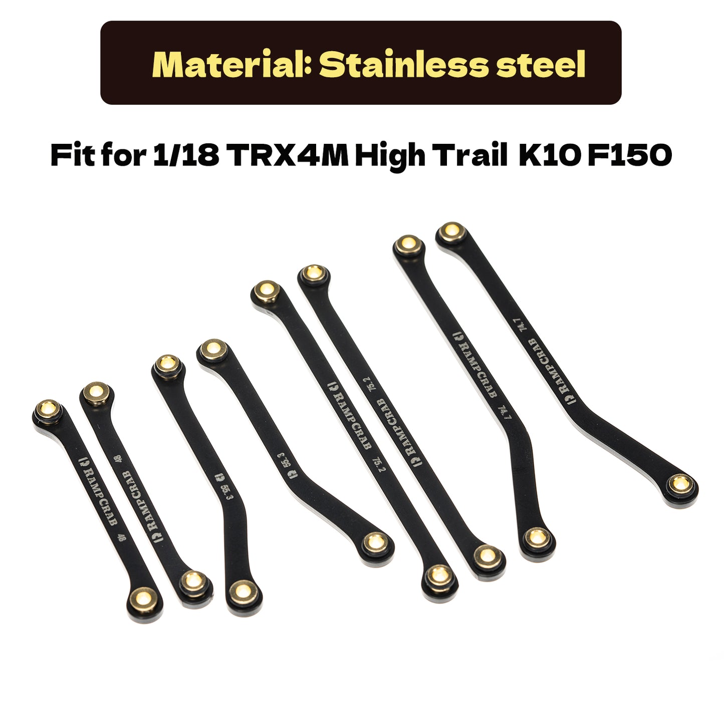 RampCrab High Clearance Links Set for TRX4M High Trail K10 F150, Stainless Steel Links Set, 44g/Set
