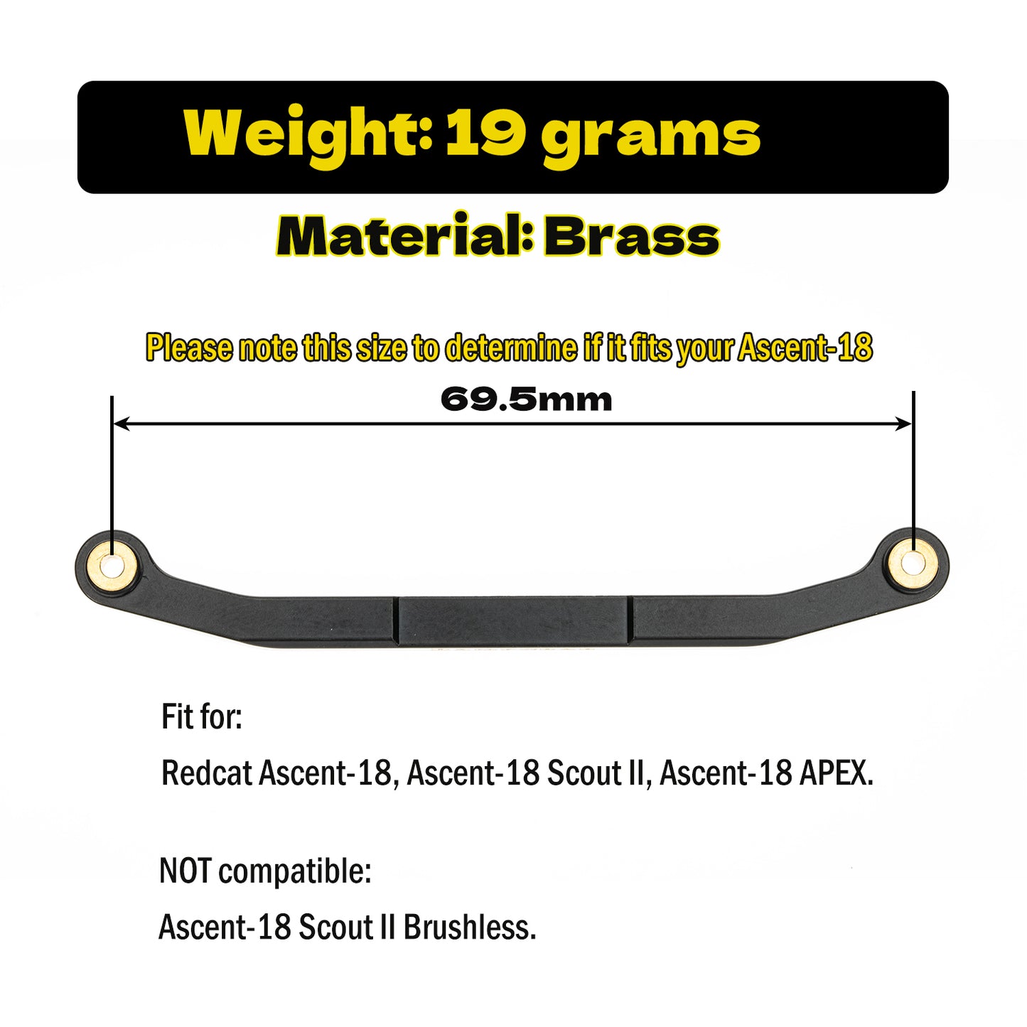 Brass Steering Links for Redcat Ascent-18 APEX, 1/18 RC Crawler Upgrade