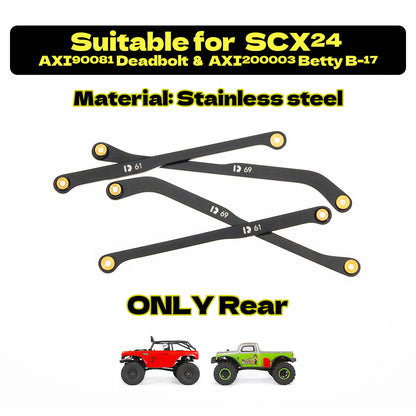 RampCrab High Clearance 4 Links Set for SCX24 Deadbolt, Steel Links Set, ONLY REAR, 4Pcs, Black