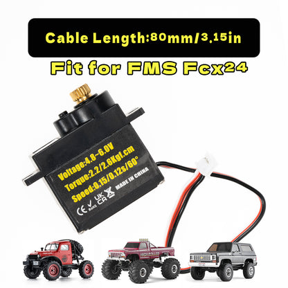 RampCrab Micro Servo with Servo Horn for FCX24, RC Car Model Parts, Upgrade Parts for Crwaler 1/24 Scale FCX24 Power Wagon Butcher & Max Smasher Big Foot Monster Truck, K5 (Black)
