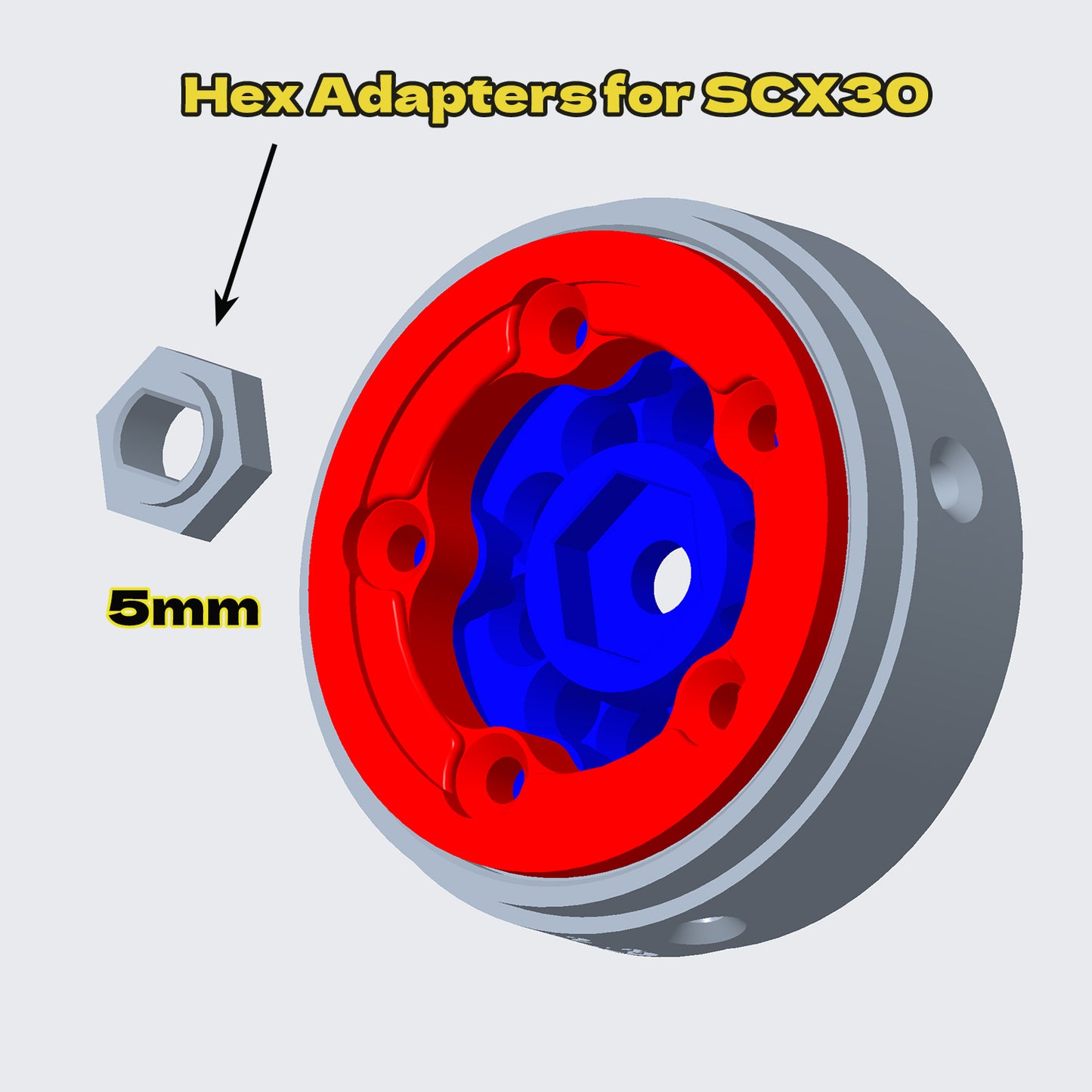 RampCrab 19mm 0.7" Resin Beadlock Wheels for 1:30 SCX30 & 1:32 Ascent-32, Brass inner clamp ring