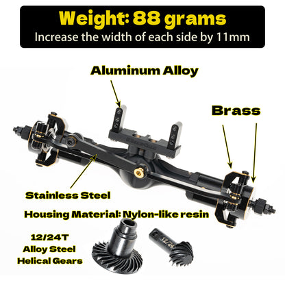 Front & Rear Axles Set, +11mm Extended Complete Axles for TRX4M Upgrade 1/18 RC Crawler Car
